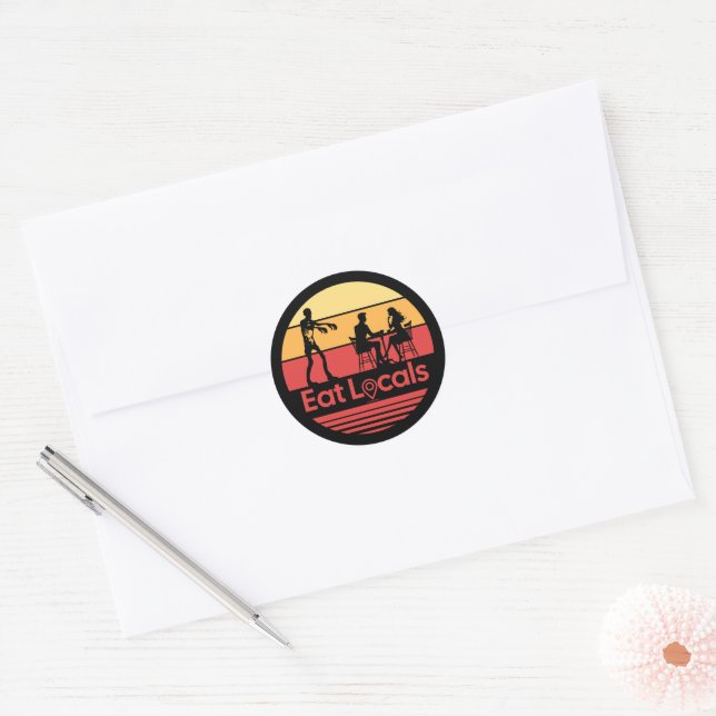 Adesivo Redondo Coma Zombie Humor nos Locais (Envelope)