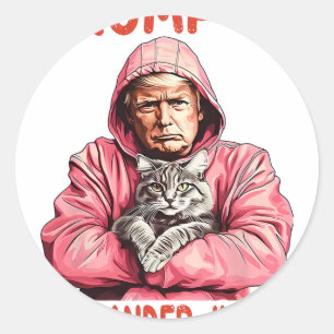 Adesivo Redondo Comandante De Trump Em Gato Engraçado E Trump