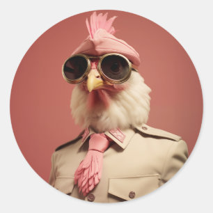 Adesivo Redondo Comandante do frango na moda Páscoa