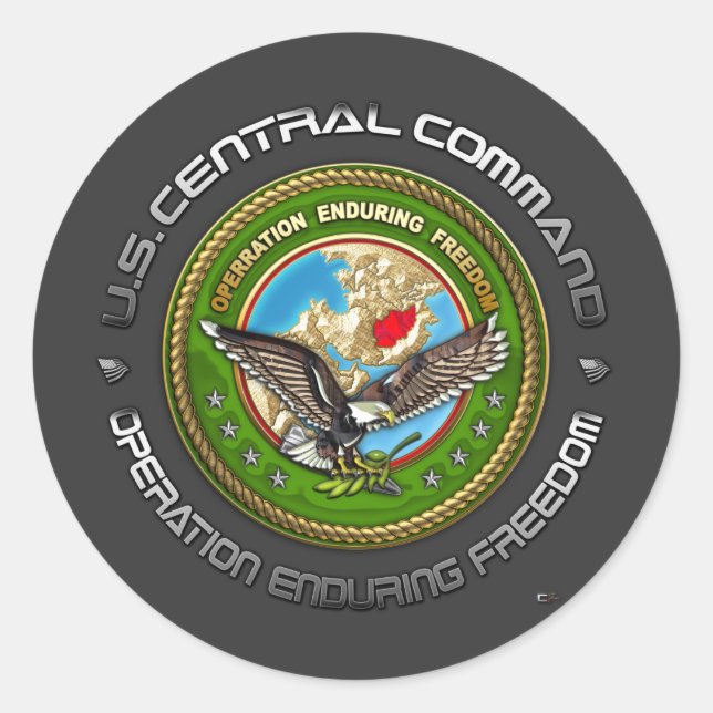 Adesivo Redondo Comando Central dos EUA - OEF-A (Frente)