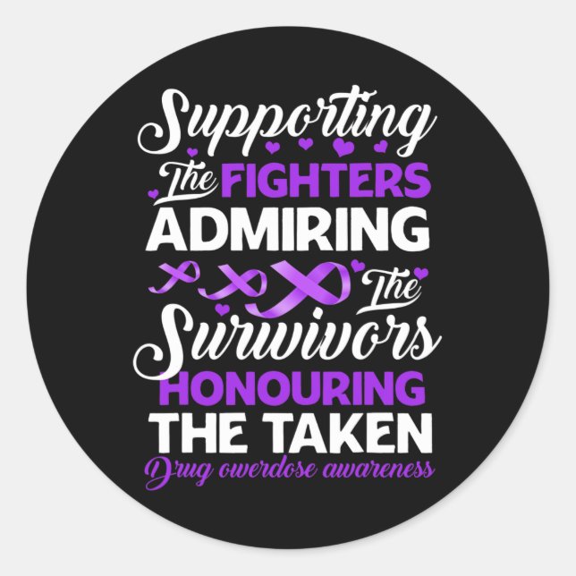 Adesivo Redondo Combatentes De Apoio Que Honram A Sobredosagem Com (Frente)
