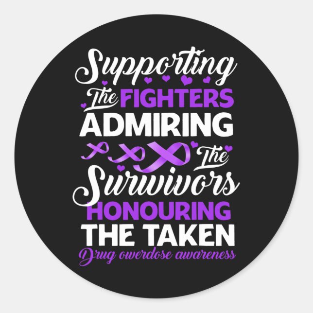 Adesivo Redondo Combatentes Honrando a Sobredosagem Tomada 3 (Frente)