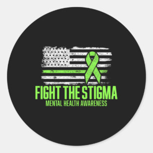 Adesivo Redondo Combater O Stigma Americano Flag Mental Health Awa