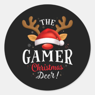 Adesivo Redondo Combinação da Família Gamer Christmas Deer Pjs Xma