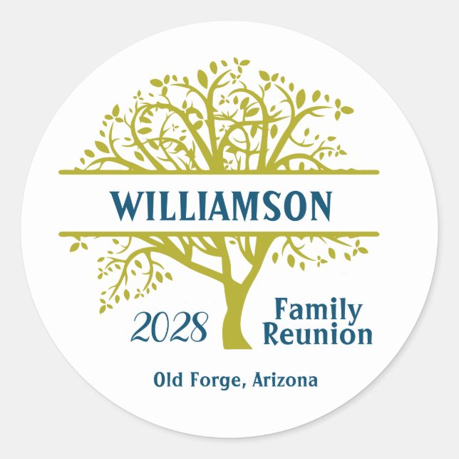 Adesivo Redondo Combinação de Árvore Genealógica de Reunião Famili (Frente)