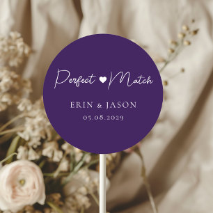 Adesivo Redondo Combinação Perfeita! Casamento roxo, simples, eleg