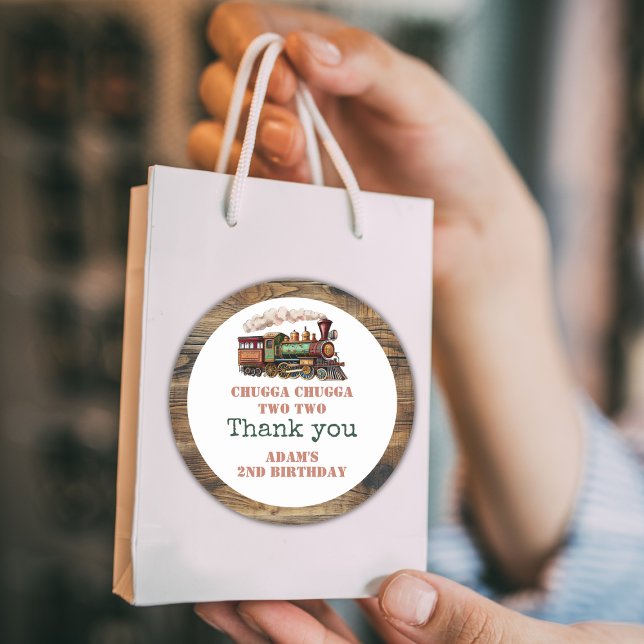 Adesivo Redondo Comboio 2º segundo aniversário Chugga Chugga Dois (Criador carregado)