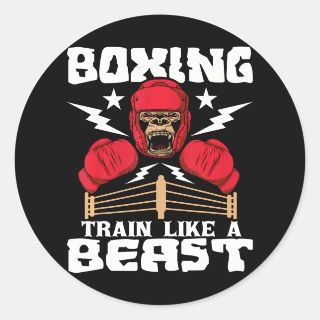 Adesivo Redondo Comboio De Boxin Como Um Kickboxer De Beast (Frente)