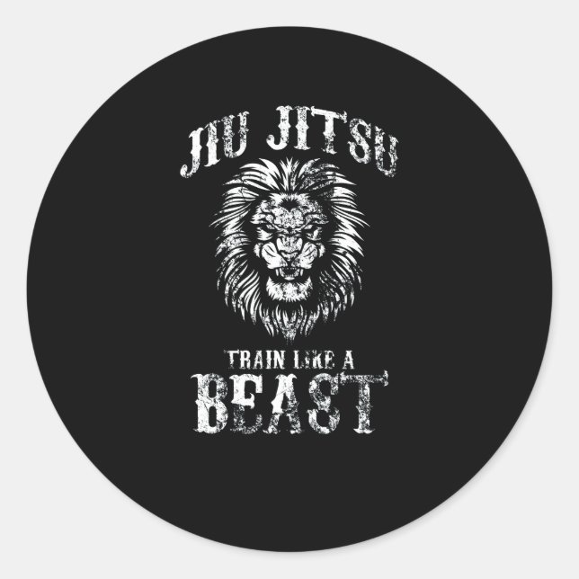 Adesivo Redondo Comboio Jiu Jitsu como uma besta BJJ aflita (Frente)