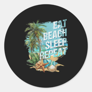 Adesivo Redondo Come Sleep Beach Repete Férias Tropicais De Verão