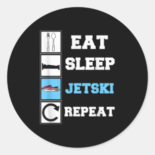 Adesivo Redondo Come Sleep Jetski Repete Jet Ski Engraçado