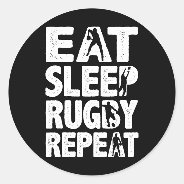 Adesivo Redondo Come Sleep Rugby Repete Rugby para Homens Engraçad (Frente)