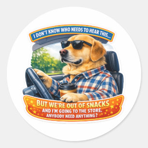 Adesivo Redondo Comédia de Golden Retriever engraçado Carro Arte M