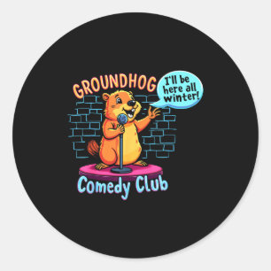 Adesivo Redondo Comédia do Dia da Marmota Stand-up Sarcasmo sobre 