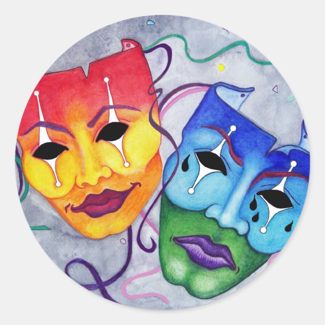 Adesivo Redondo Comédia e Tragédia (Frente)