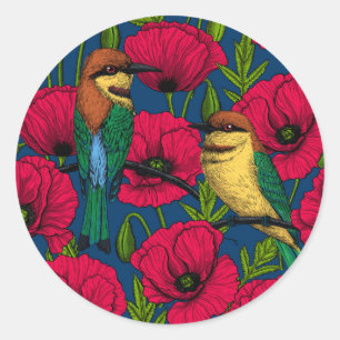 Adesivo Redondo Comedores de abelhas e papoilas