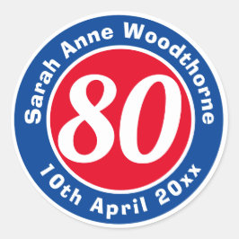 Adesivo Redondo Comemoração de Aniversário com Nome, Idade e Data