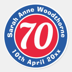 Adesivo Redondo Comemoração de Aniversário com Nome, Idade e Data