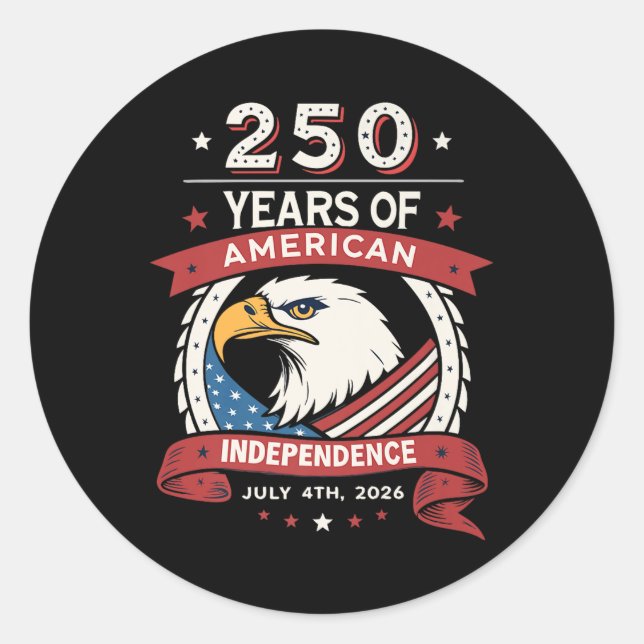Adesivo Redondo Comemoração Dos Eua 250ª - 250 Anos De Inés Americ (Frente)