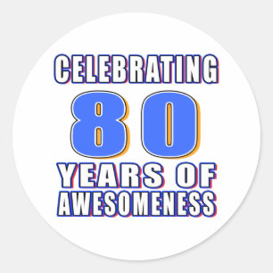 Adesivo Redondo Comemorando 80 anos de awesomeness