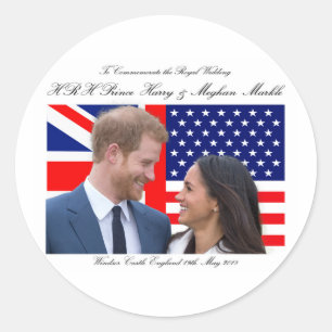 Adesivo Redondo Comemorar o Casamento Real Harry e Meghan