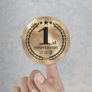 Adesivo Redondo Comemorativo do logotipo comercial do aniversário