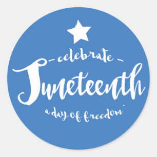 Adesivo Redondo Comemore o azul de Juneteenth