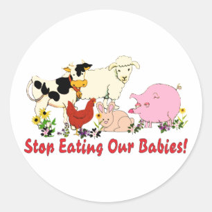 Adesivo Redondo Comendo os bebês animais