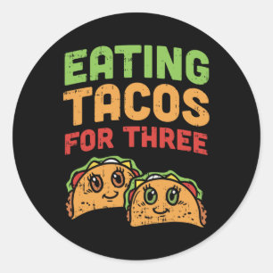 Adesivo Redondo Comendo Tacos Para Três Gêmeos De Gravidez Cinco D