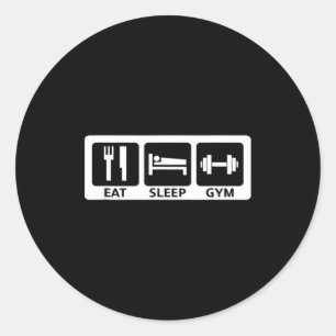 Adesivo Redondo Comer Dormir Academia Treinador de Fitness Present