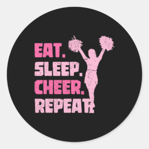 Adesivo Redondo Comer Dormir Aplaudir Repetir Cheerleader Engraçad