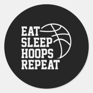Adesivo Redondo Comer Dormir Basquete Repetir Citação Divertida Fr