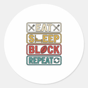 Adesivo Redondo Comer Dormir Bloquear Repetir Camiseta Vintage de