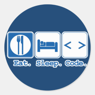 Adesivo Redondo comer dormir codificar (html)