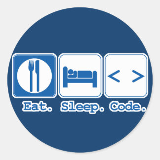 Adesivo Redondo comer dormir codificar (html)