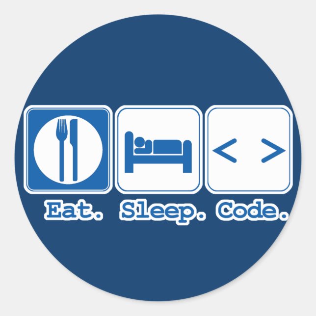 Adesivo Redondo comer dormir codificar (html) (Frente)
