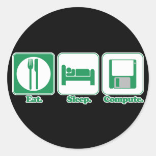 Adesivo Redondo comer dormir computador (verde)
