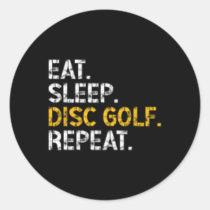 Adesivo Redondo Comer Dormir Disc Golf Repetir Jogador de Disc Gol