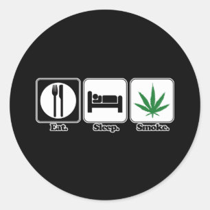 Adesivo Redondo comer dormir fumar maconha