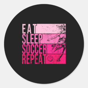 Adesivo Redondo Comer Dormir Futebol Repetir Divertido Jogador De