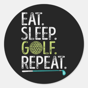 Adesivo Redondo Comer Dormir Golfe Repetir Golfe Golfista Engraçad