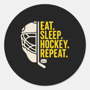 Adesivo Redondo Comer Dormir Hockey Repetir Para Jogadores de Hock