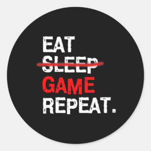 Adesivo Redondo Comer Dormir Jogo Repetir Quadro Pc Video Jogador