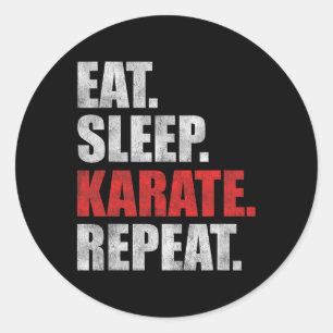Adesivo Redondo Comer Dormir Karate Repetir