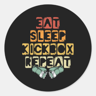 Adesivo Redondo Comer Dormir Kickbox Repetir Mma Kickboxing Kickbo