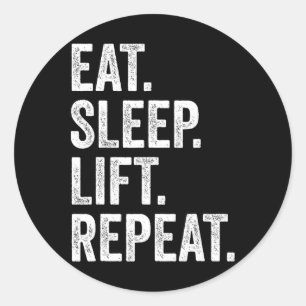 Adesivo Redondo Comer Dormir Levantar Repetir Fitness Musculação