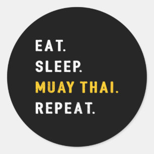 Adesivo Redondo Comer Dormir Muay Thai Divertido Mma Camisa Presen