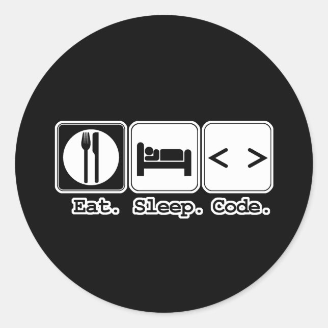 Adesivo Redondo comer dormir programar (Frente)