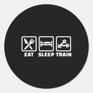Adesivo Redondo Comer Dormir Treinar Halteres