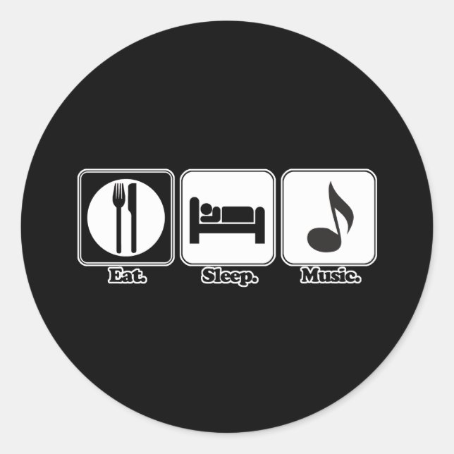 Adesivo Redondo comer música de dormir (Frente)